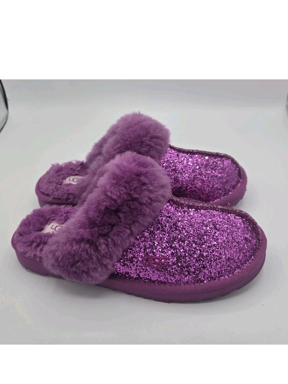 UGG Kids Cozy II Scuff Slipper Purple Glitter Girls Size 5 Womens 6.5